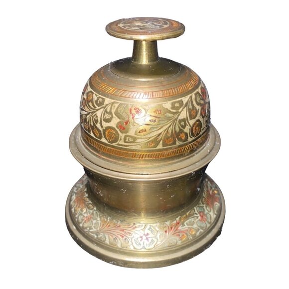 Brass Decorative Incense Bowl Ashtray & Bell Stand - Picture 9 of 16